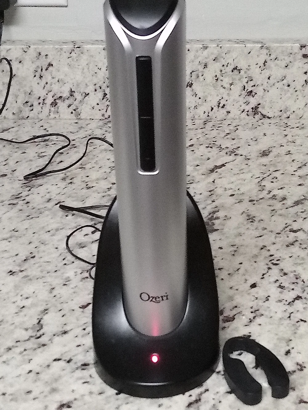 Ozeri Rechargeable Electric Wine Opener w/ Charging Base & Foil Cutter – Silver